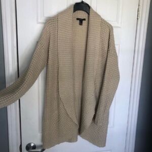 Forever 21 Cream Open-Front Cardigan